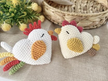 Crochet chicken and rooster toy Amigurumi pattern chick Crochet ornament Easter decorations