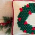Christmas Wreath Bobble Stitch Pillow