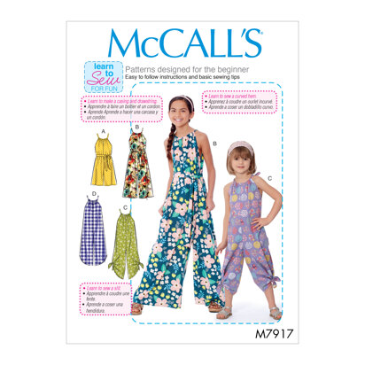 McCall's Children's and Girl's Romper, Jumpsuit and Belt M7917 - Sewing Pattern