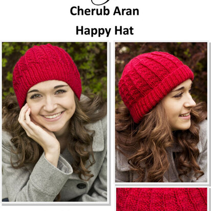 Happy Hat in Cascade Cherub Aran - A209