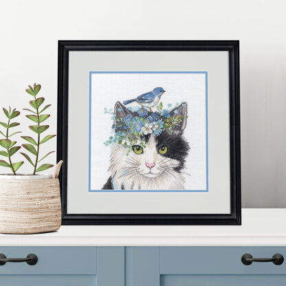Dimensions Floral Crown Cat Cross Stitch Kit - 11in x 11in