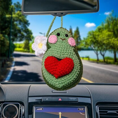 Avocado With Heart Shaped Beads Car Hanging