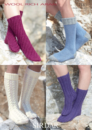 Adult Socks in Sirdar Wool Rich Aran - 7181 - Downloadable PDF