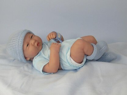 Just For Preemies - Premature Baby Simple 4 Ply Beanie and Booties Set