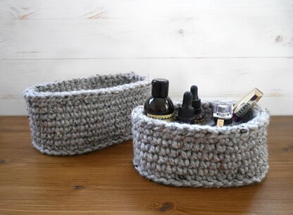 Crochet oval baskets