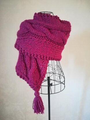 Chunky Cable Bordeaux Scarf / Echarpe Torsade