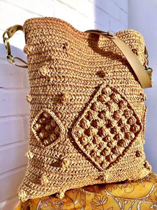 Crochet Raffia Hobo Bag Pattern: Bubble Stitch Tote