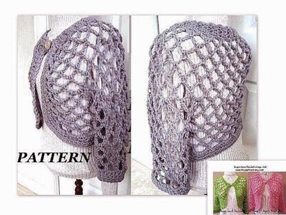 134 OPEN WEAVE SHRUG, crochet pattern