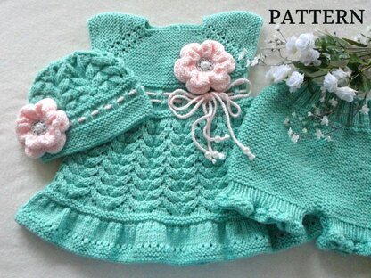 Baby Dress Knitted Diaper Cover Baby Hat PATTERN