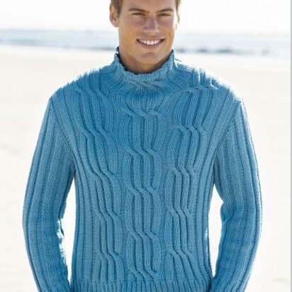 Mens Cabled Turtleneck in Tahki Yarns Cotton Classic