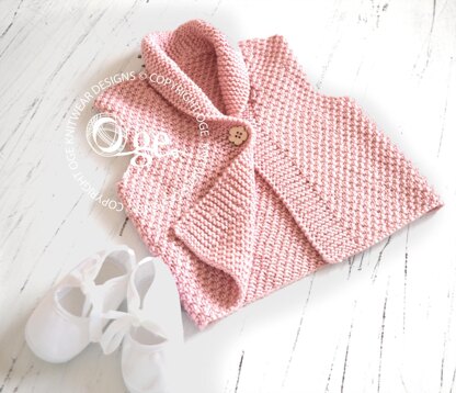 Versatile baby Cardigan or Vest with shawl collar P081