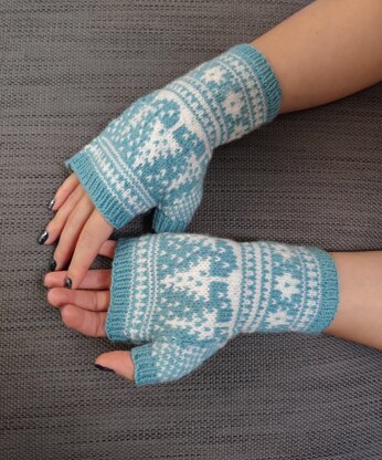 Snowfall Fairisle Nordic Mitts