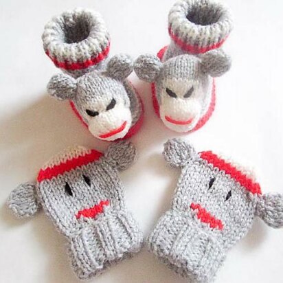 Monkey Baby Booties and Mittens