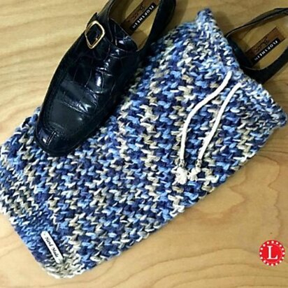 Loom Knit Drawstring Travel Shoe Bag