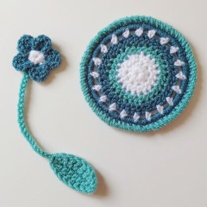 Flower Bookmark and Circular Coaster Set