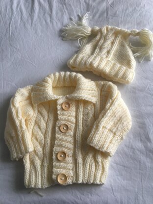 Baby Aran Cardigan & Hat