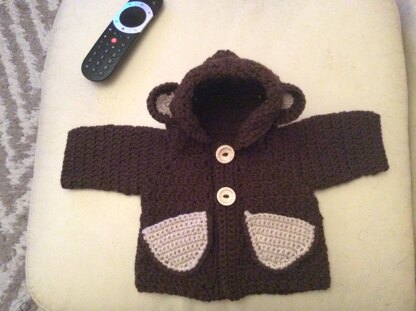 Monkey Hooded Cardigan