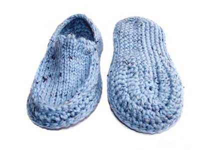 Moccasin Slippers, Knit Crochet Slippers