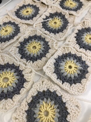 WIP Sunburst Granny Square Blanket