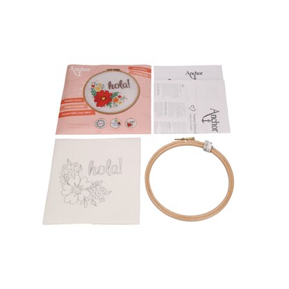 Anchor Starter Kit Hola Hoop Embroidery Kit - 15 x 15 cm