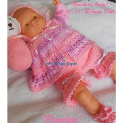 Penelope Puppy Newborn 16-19" Reborn Matinee Jacket Shorts Har Shoes Set Knitting Pattern