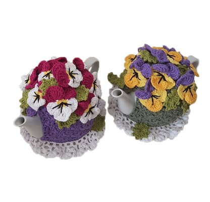 Pansy Garden Tea Cosy - 4-Cup - CROCHET