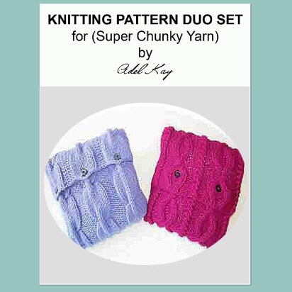 Ula Duo set of Chunky Yarn Vintage Textured Country Cottage Style Cushions Knitting Pattern by Adel Kay