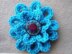 692 CROCHET FLOWER, turquoise loopy flower