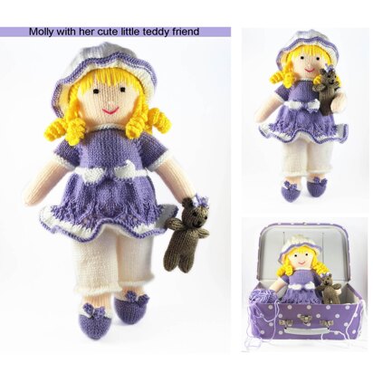 Molly knitted doll with teddy bear 19018