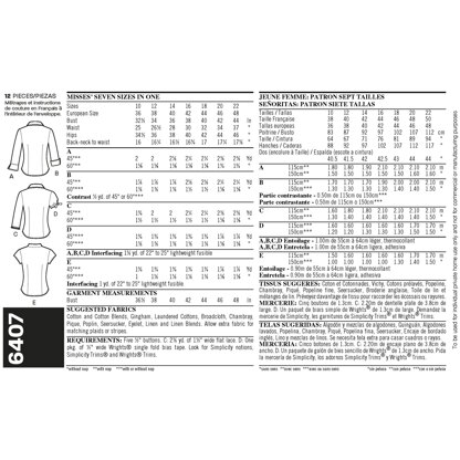 New Look Misses' Tops 6407 - Paper Pattern, Size A (10 12 14 16 18 20 22)