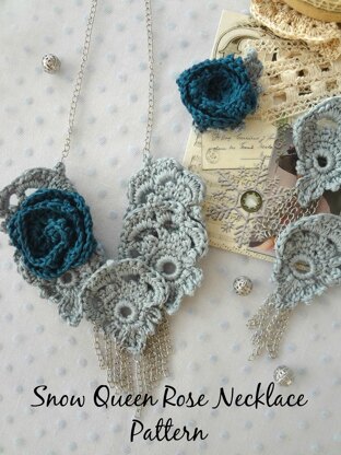 Snow Queen Rose Necklace and Earrings