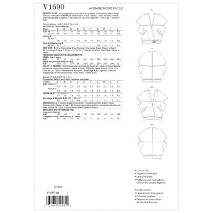 Vogue Misses' Vest V1690 - Paper Pattern, Size A ONE SIZE