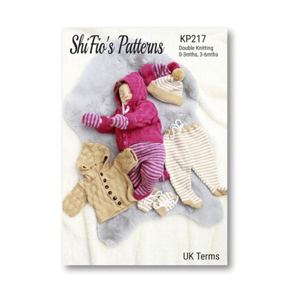 Knitting pattern baby set UK & USA Terms #217