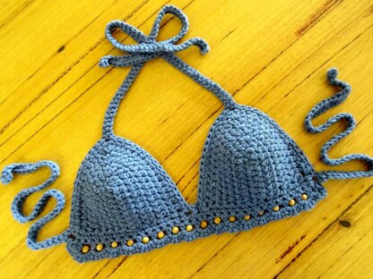 Crochet Beaded Bikini Halter Top