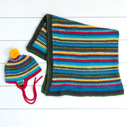 #1396 Kumquat - Hat and Blanket Set Crochet Pattern for Kids in Valley Yarns Haydenville