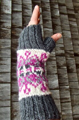 A Rose in Hand Fingerless Mitts