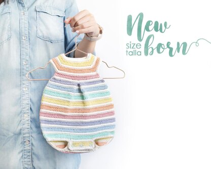 Size Newborn - CROCHET Rainbow Romper