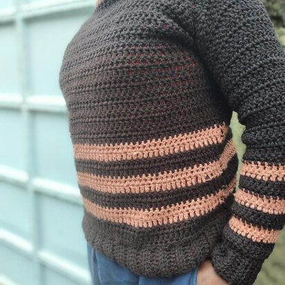 Men's striped crochet sweater