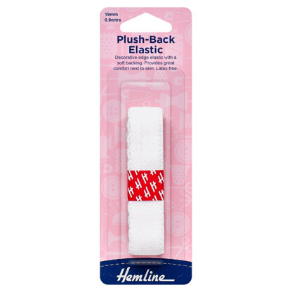 Hemline – Gummiband mit Plüsch-Rückseite: 0,9 m x 19 mm: Weiß