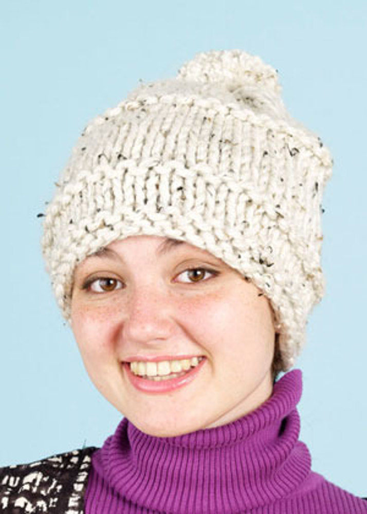 Tweed Beginner's Hat in Lion Brand Hometown USA - L0503, Knitting Patterns