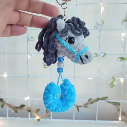 Mini horse with a horseshoe Keychain