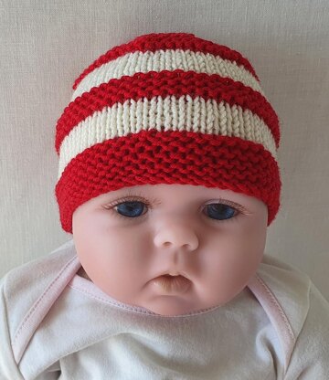 Scotty - Babies 8ply striped ridged beanie