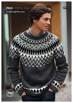 Fair Isle Jumper in Rico Essentials Soft Merino Aran - 649