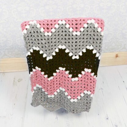 Crochet pattern baby ripple afghan blanket  UK & USA Terms #412