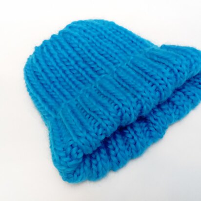 Ribbed Blue Hat - knitting pattern