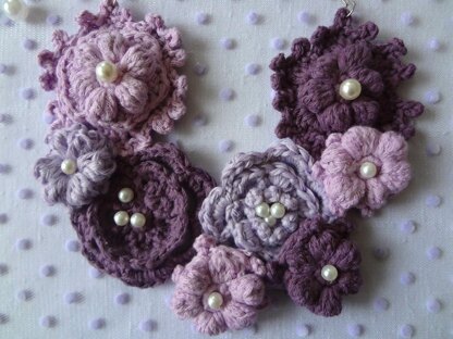 Purple and Lavender Puff Flower Necklace