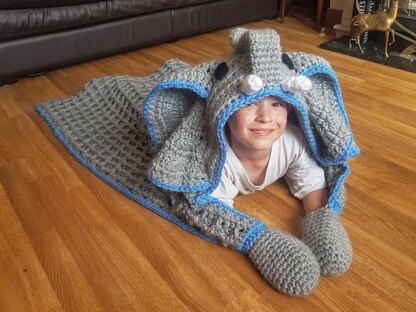 2in1 Safari Elephant Hooded Blanket Crochet Pattern