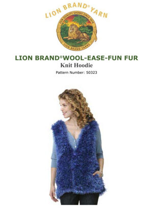 Knit Hoodie in Lion Brand Wool-Ease and Fun Fur - 50323 - Downloadable PDF