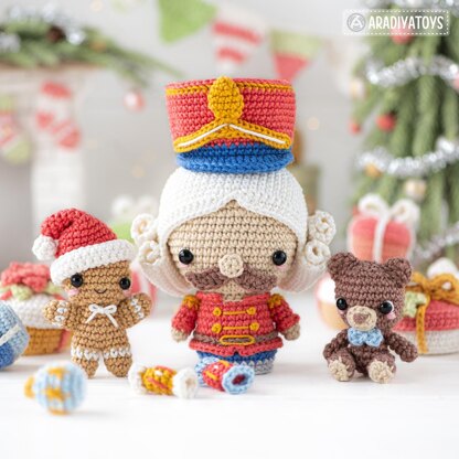 7-in-1 nutcracker crochet pattern Christmas decor amigurumi tutorial rocking horse DIY ornament Christmas tree digital PDF file by AradiyaToys (Olka Novytska)