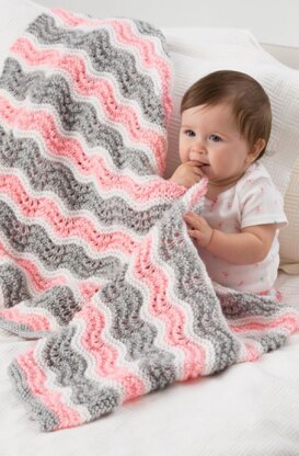 Baby Girl Chevron Blanket in Red Heart Soft Baby Steps Solids - LW4075